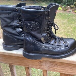 Harley-Davidson Gore Tex Lace Up Thinsulate Leather Black Combat Boots Size 9